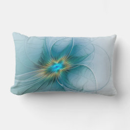 Little Beauty Modern Blue Gold Fractal Art Flower Kussen