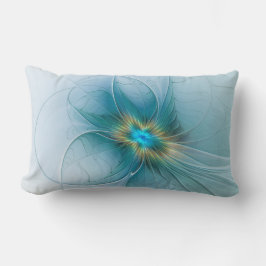 Little Beauty Modern Blue Gold Fractal Art Flower Kussen