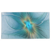 Little Beauty Modern Blue Gold Fractal Art Flower Kussensloop (Voorkant-Rechts)