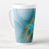 Little Beauty Modern Blue Gold Fractal Art Flower Latte Mok (Linkerhoek)