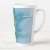 Little Beauty Modern Blue Gold Fractal Art Flower Latte Mok (Rechts)