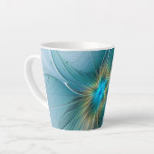 Little Beauty Modern Blue Gold Fractal Art Flower Latte Mok (Linkerhoek)