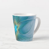 Little Beauty Modern Blue Gold Fractal Art Flower Latte Mok (Rechterhoek)