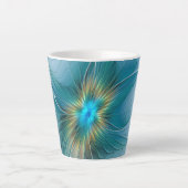 Little Beauty Modern Blue Gold Fractal Art Flower Latte Mok (Voorkant)