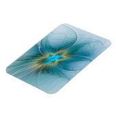 Little Beauty Modern Blue Gold Fractal Art Flower Magneet (Linkerzijde)
