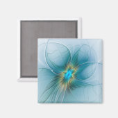 Little Beauty Modern Blue Gold Fractal Art Flower Magneet (Voorkant / Achterkant)