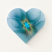 Little Beauty Modern Blue Gold Fractal Art Flower Notitieboek (Achterkant)