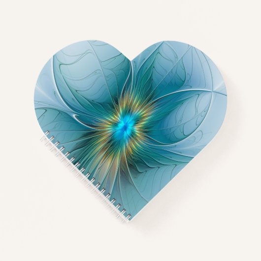 Little Beauty Modern Blue Gold Fractal Art Flower Notitieboek (Voorkant)