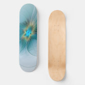 Little Beauty Modern Blue Gold Fractal Art Flower Persoonlijk Skateboard (Voorkant)