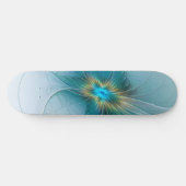 Little Beauty Modern Blue Gold Fractal Art Flower Persoonlijk Skateboard (Horizontaal)