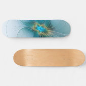 Little Beauty Modern Blue Gold Fractal Art Flower Persoonlijk Skateboard (Horizontaal)