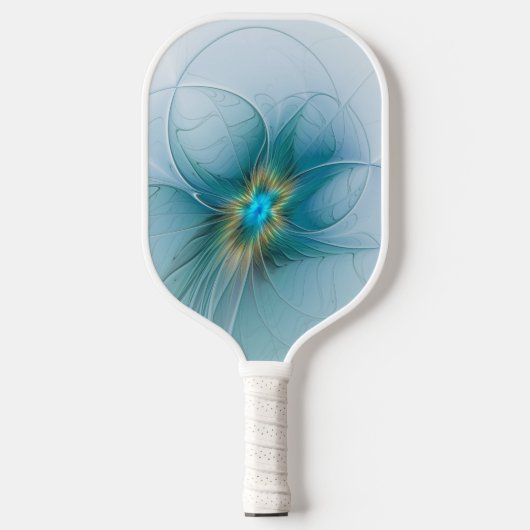 Little Beauty Modern Blue Gold Fractal Art Flower Pickleball Paddle (Voorkant)