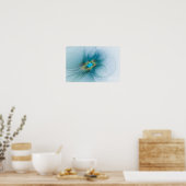 Little Beauty Modern Blue Gold Fractal Art Flower Poster (Keuken)