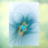 Little Beauty Modern Blue Gold Fractal Art Flower Raamsticker (Vel 3)