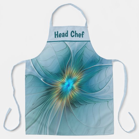 Little Beauty Modern Blue Gold Fractal Art Flower Schort (Voorkant)