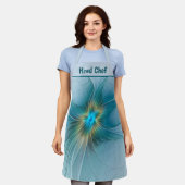 Little Beauty Modern Blue Gold Fractal Art Flower Schort (Gedragen)