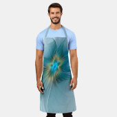 Little Beauty Modern Blue Gold Fractal Art Flower Schort (Gedragen)