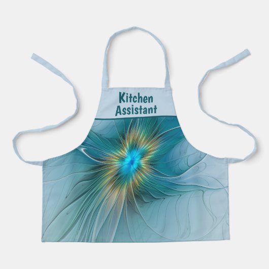 Little Beauty Modern Blue Gold Fractal Art Flower Schort (Voorkant)