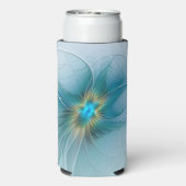 Little Beauty Modern Blue Gold Fractal Art Flower Seltzer Blikjeskoeler (Seltzer Achterkant)