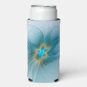 Little Beauty Modern Blue Gold Fractal Art Flower Seltzer Blikjeskoeler (Seltzer Voorkant)