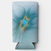 Little Beauty Modern Blue Gold Fractal Art Flower Seltzer Blikjeskoeler (Voorkant)