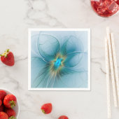 Little Beauty Modern Blue Gold Fractal Art Flower Servet (Insitu)