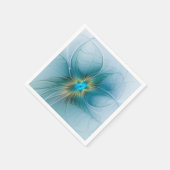 Little Beauty Modern Blue Gold Fractal Art Flower Servet (Hoek)