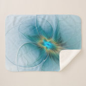 Little Beauty Modern Blue Gold Fractal Art Flower Sherpa Deken (Voorkant (horizontaal))