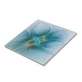Little Beauty Modern Blue Gold Fractal Art Flower Tegeltje (Zijkant)