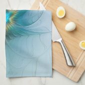 Little Beauty Modern Blue Gold Fractal Art Flower Theedoek (Quarter Fold)