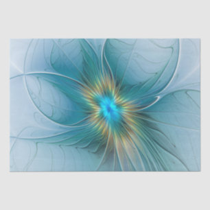 Little Beauty Modern Blue Gold Fractal Art Flower Tissuepapier