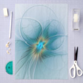 Little Beauty Modern Blue Gold Fractal Art Flower Tissuepapier (Craft)