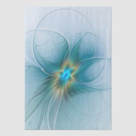 Little Beauty Modern Blue Gold Fractal Art Flower Tissuepapier