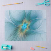 Little Beauty Modern Blue Gold Fractal Art Flower Tissuepapier (Craft)