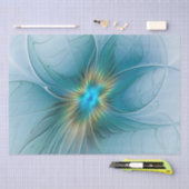 Little Beauty Modern Blue Gold Fractal Art Flower Tissuepapier (Craft)