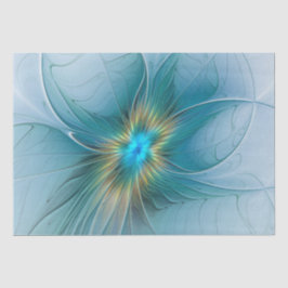Little Beauty Modern Blue Gold Fractal Art Flower Tissuepapier
