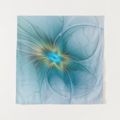 Little Beauty Modern Blue Gold Fractal Art Flower Wandkleed (Voorkant (horizontaal))