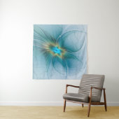 Little Beauty Modern Blue Gold Fractal Art Flower Wandkleed (In Situ (horizontaal))