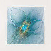 Little Beauty Modern Blue Gold Fractal Art Flower Wandkleed (Voorkant)