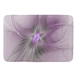 Little Beauty Modern Mauve Gray Fractal Art Flower Badmat