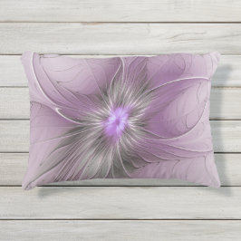 Little Beauty Modern Mauve Gray Fractal Art Flower Buitenkussen