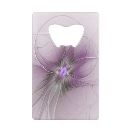 Little Beauty Modern Mauve Gray Fractal Art Flower Creditkaart Flessenopener