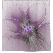 Little Beauty Modern Mauve Gray Fractal Art Flower Douchegordijn (Voorkant)