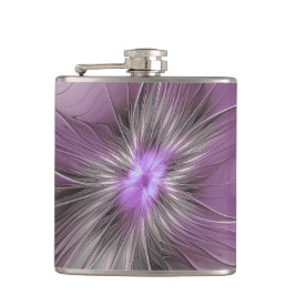 Little Beauty Modern Mauve Gray Fractal Art Flower Heupfles