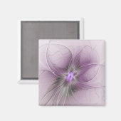 Little Beauty Modern Mauve Gray Fractal Art Flower Magneet (Voorkant / Achterkant)