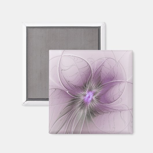 Little Beauty Modern Mauve Gray Fractal Art Flower Magneet (Voorkant / Achterkant)