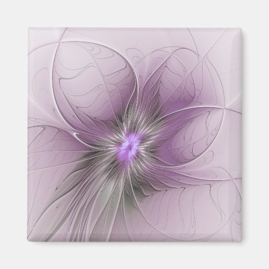Little Beauty Modern Mauve Gray Fractal Art Flower Magneet (Voorkant)