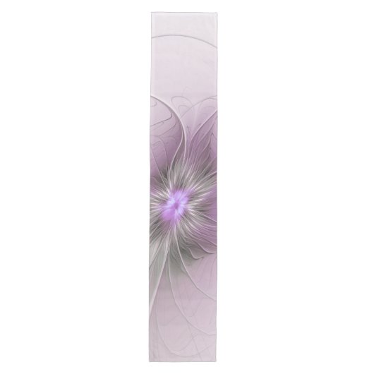 Little Beauty Modern Mauve Gray Fractal Art Flower Medium Tafelloper (Voorkant)