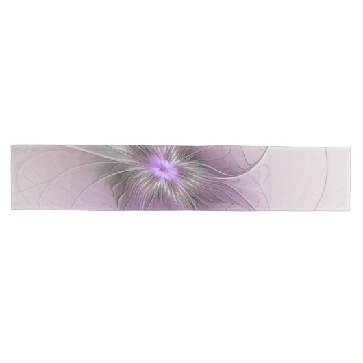 Little Beauty Modern Mauve Gray Fractal Art Flower Medium Tafelloper (Horizontaal)