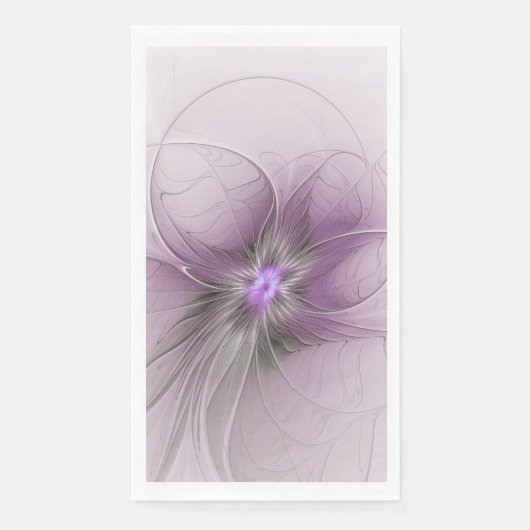 Little Beauty Modern Mauve Gray Fractal Art Flower Servet (Voorkant)